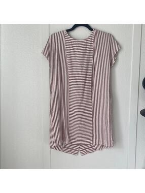 Madewell Size M Rust Brown White Striped Short Sleeve Tunic Dress